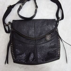 The Sak Black Leather Crossbody Bag with Stud Accents